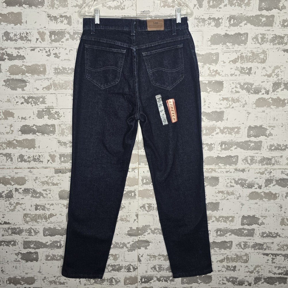 Lee Jeans Womens 12‎ Dark Blue Wash Slim Fit Stretch High Rise Vintage USA Made